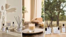 Three of the components of The White Company Home Fragrances: Primrose Hill, Seychelles and Santa fe