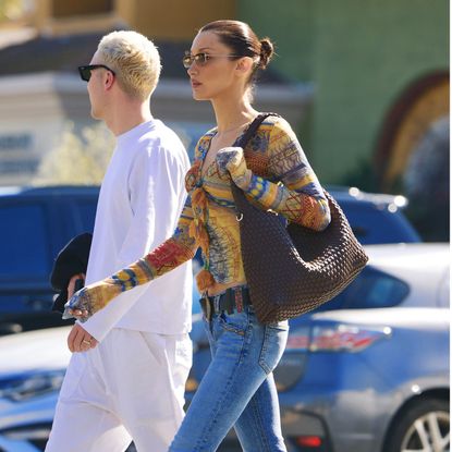 Bella Hadid carrying Dune Deliberate in Brown