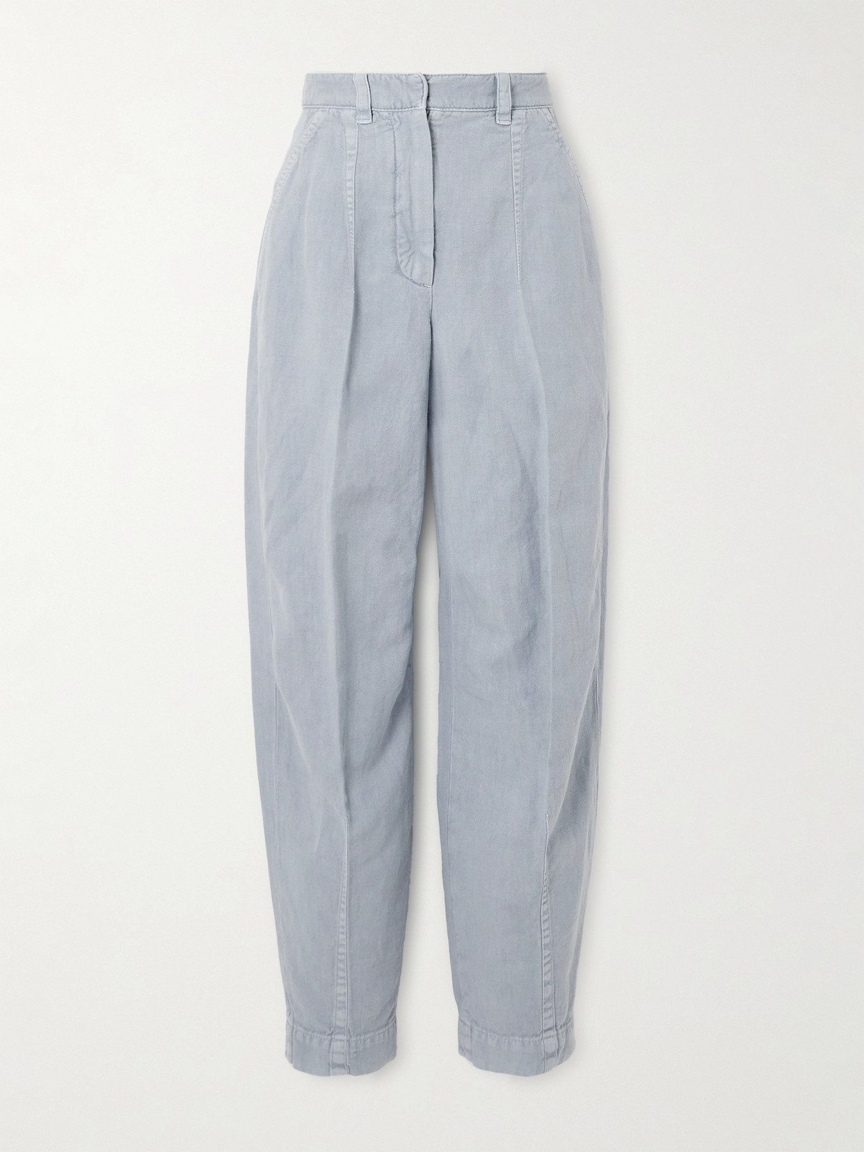 Cotton and Linen-Blend Twill Tapered Pants