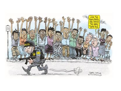 Editorial cartoon U.S. Ferguson police racism