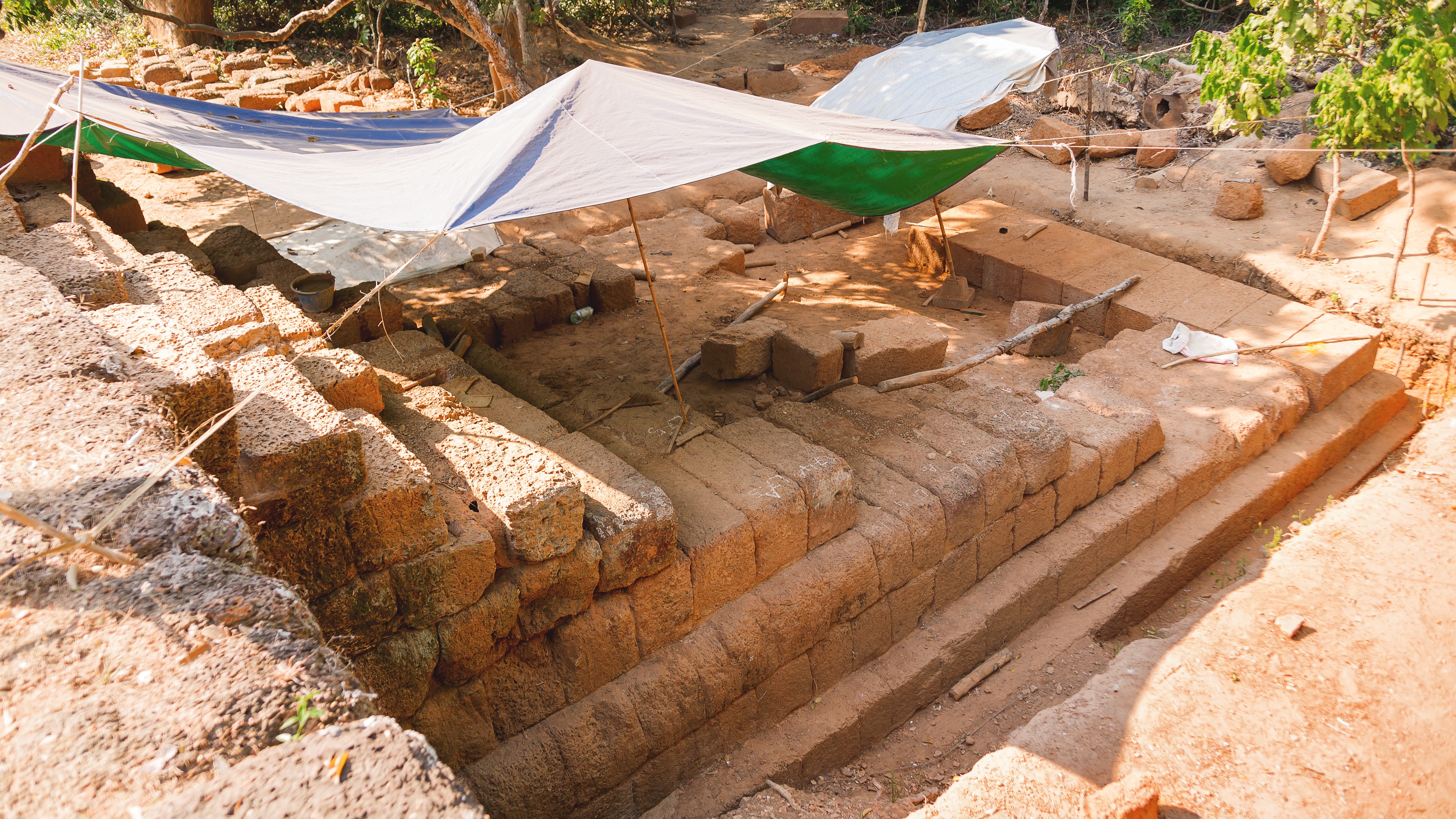 Archaeological excavations in Angkor Wat temple in Cambodia.