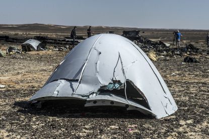 Debris from the plane crash in Egypt's Sinai Peninsula