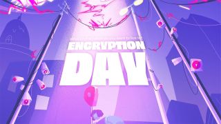 Purple and white Encryption Day graphic