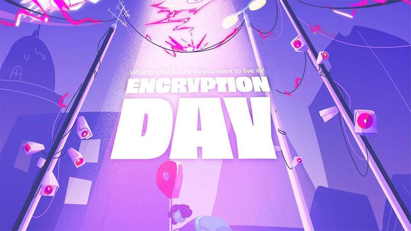 Purple and white Encryption Day graphic