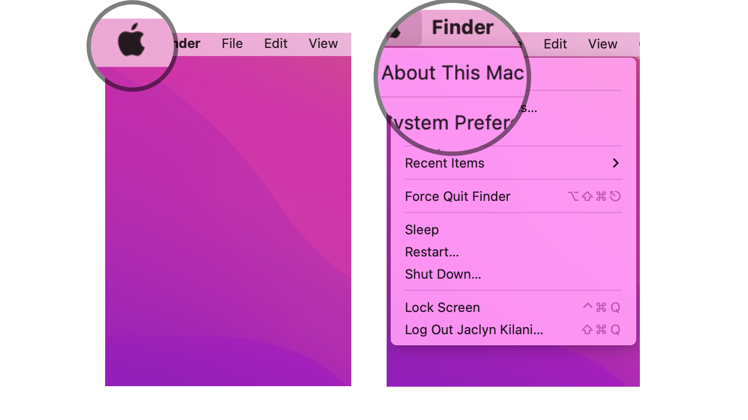 Identifizieren Sie das Modell: Klicken Sie auf das Apple-Symbol und wählen Sie „Über diesen Mac“.