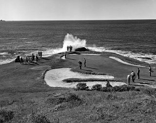 A view of Pebble Beach's par-3 7th hole around 1950