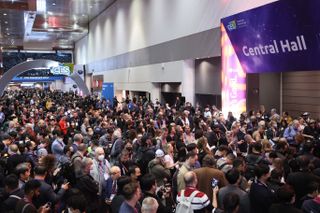 Journalists throng before the opening of CES 2023