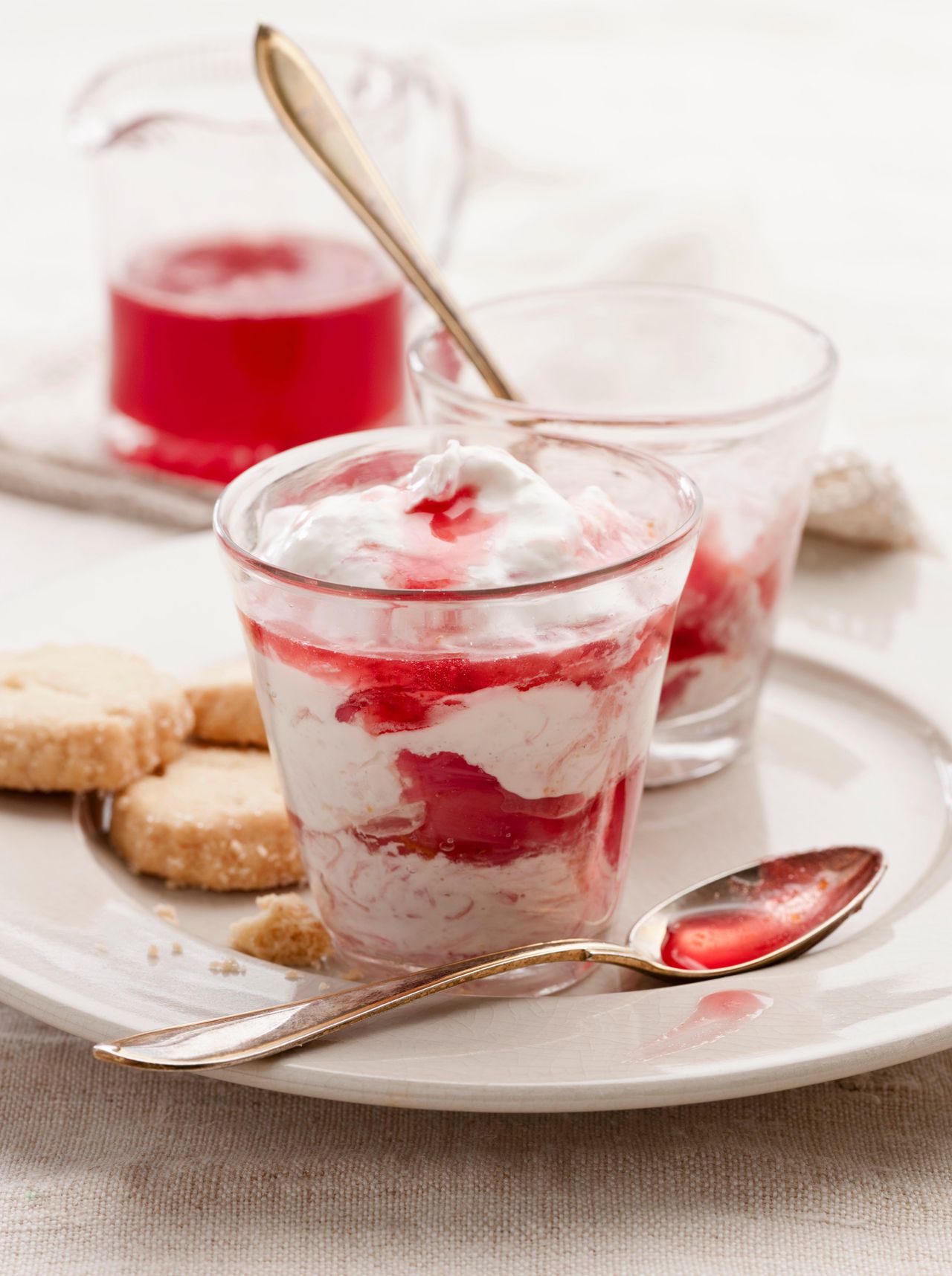 Rhubarb and ginger fool with shortbread. Delicious.