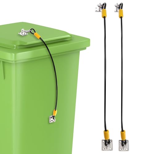 Dicunoy 2 Pack Wheelie Bin Lock, Stainless Steel Trash Can Lid Lock Kit, Outdoor Garbage Can Lock, Heavy Duty Trash Can Locks for Stop Animals, Squirrels, Dogs and Raccoon Rummaging