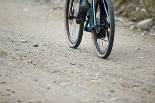 Gravel bike riding along a gravel trail