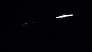 A bright streak of light caused by a meteor passing above north-eastern U.S.