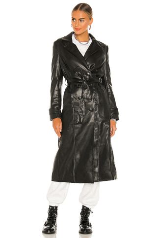 Faux Leather Trench Coat