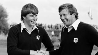 Nick Faldo and Peter Oosterhuis at the 1977 Ryder Cup