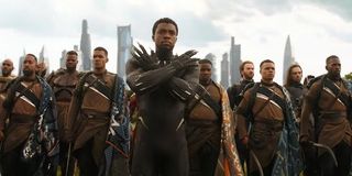 Black Panther and Wakandan warriors in Avengers: Infinity War