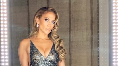 Jennifer Lopez in a silver colored dress