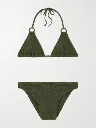 Eva Embellished Seersucker Triangle Bikini