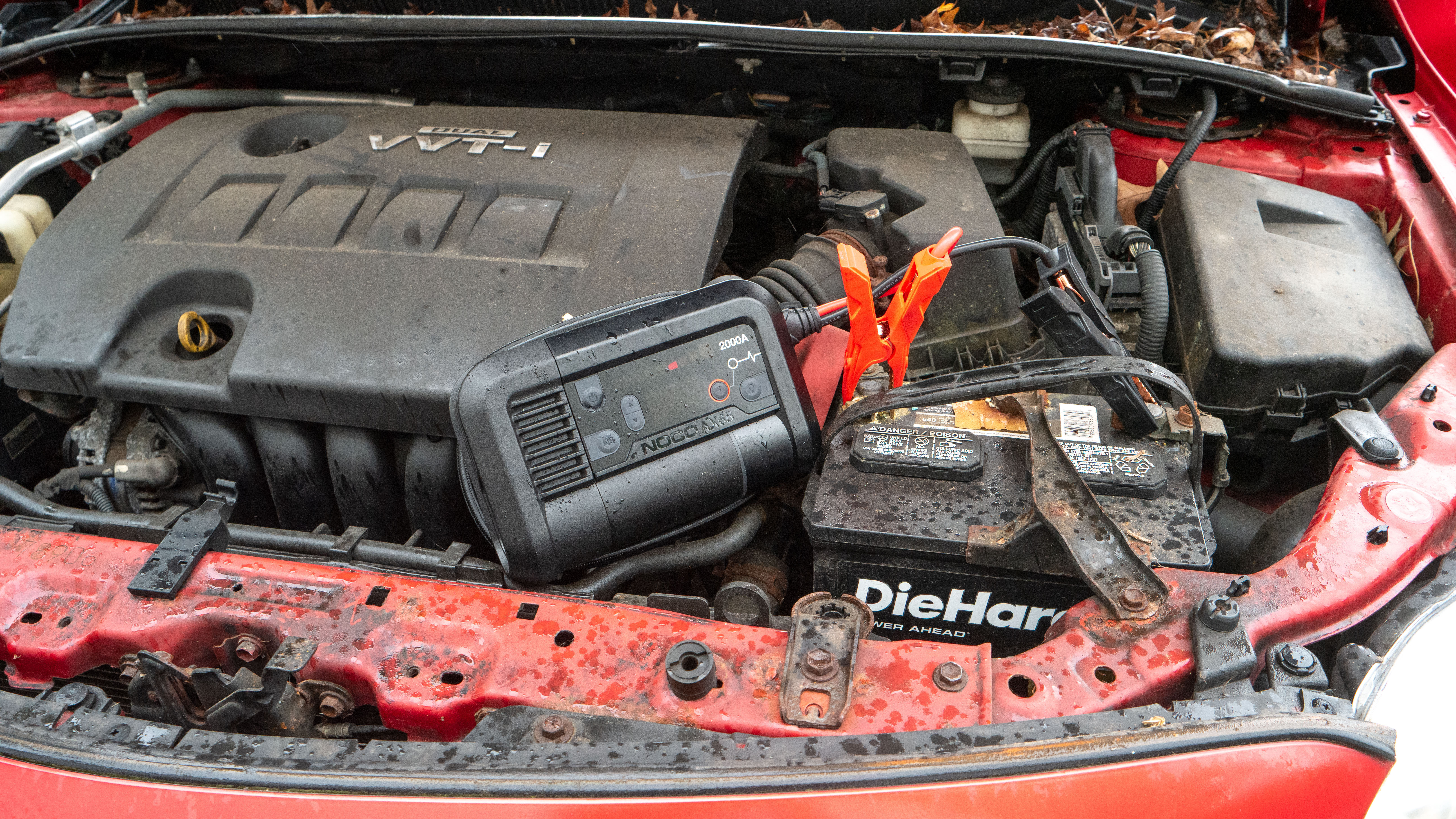 NOCO Boost Air AX65 jump starting car battery.