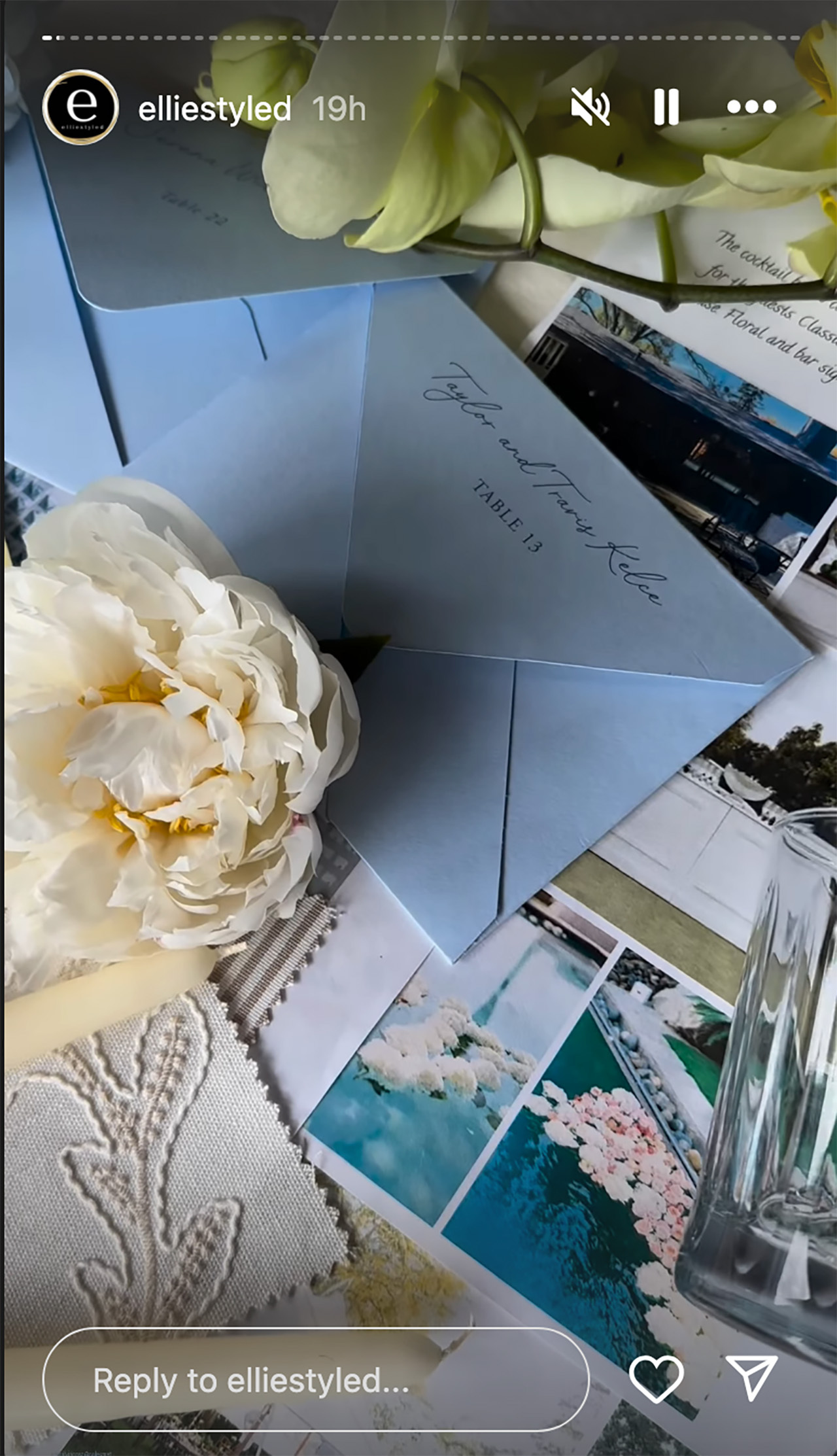 An envelope from Cole Kmet's wedding planner reads "Taylor and Travis Kelce," leading many Swifties to believe the Kansas City Chief has secretly married Taylor Swift.