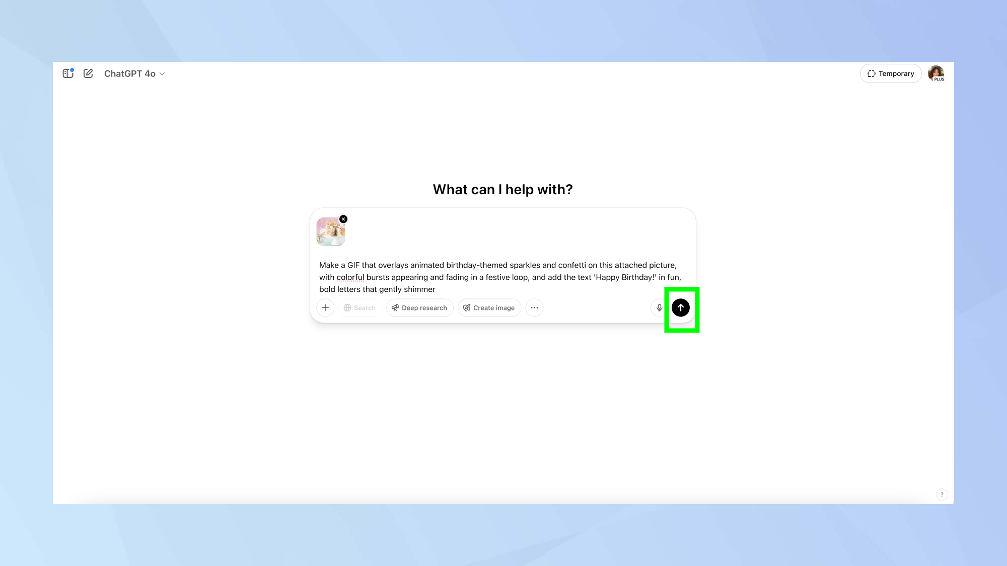 ChatGPT create button