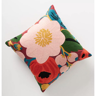 floral embroidered pillow