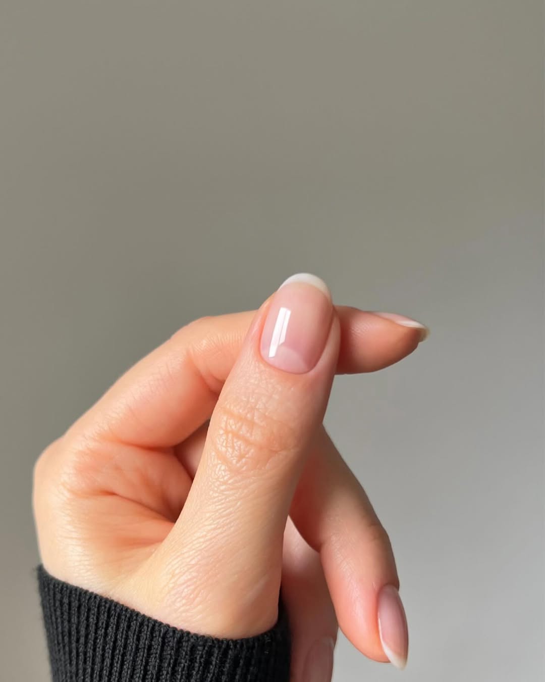 Natural short French tip nails