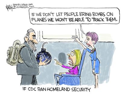 Political cartoon homeland security CDC Ebola health