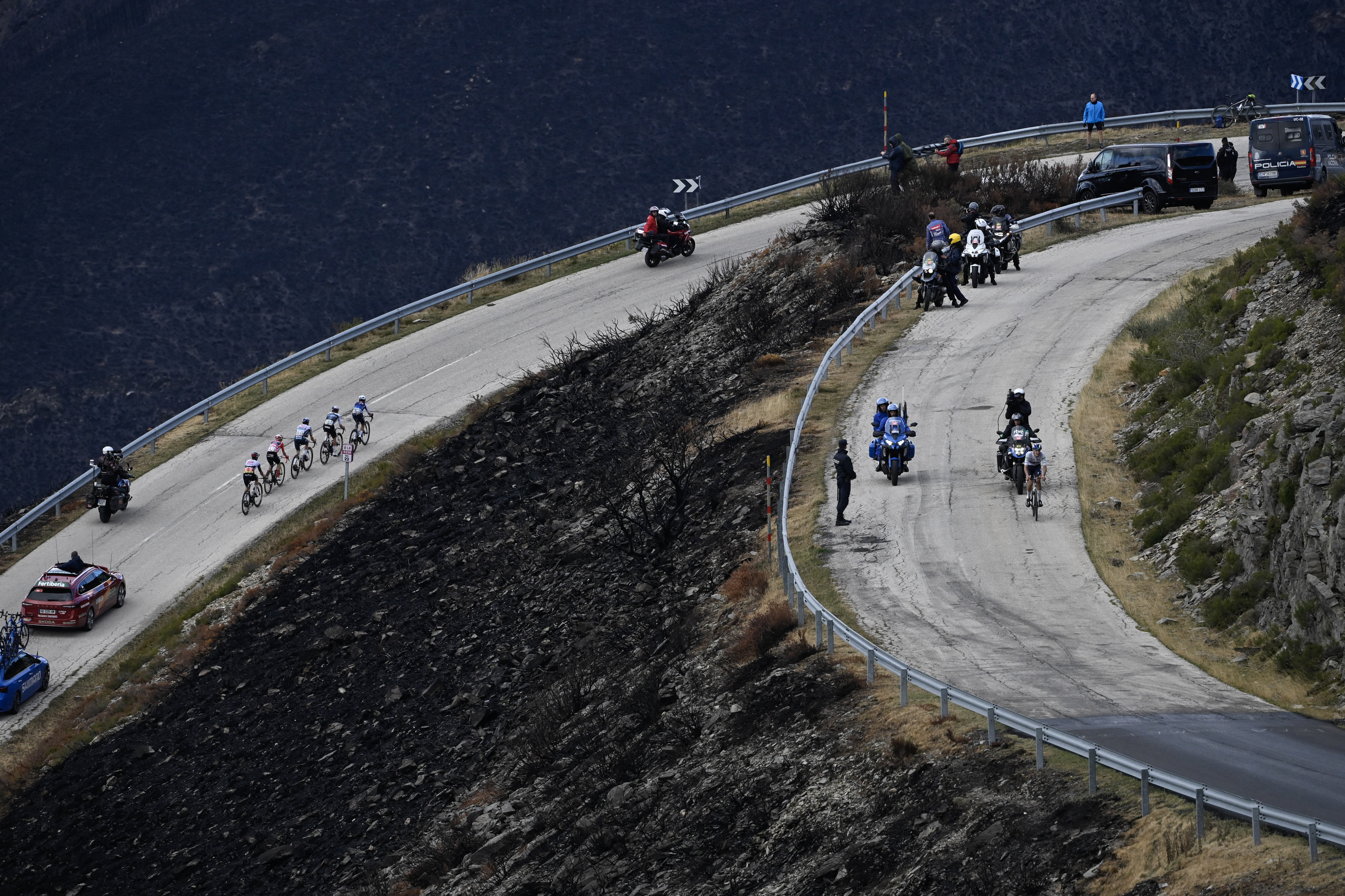Charred vegetation during the 2025 Vuelta a Espa&ntilde;a