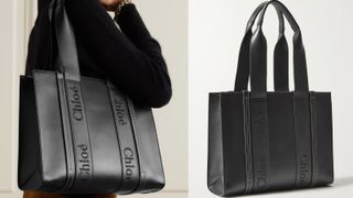 black leather Woody Bag by Chloe