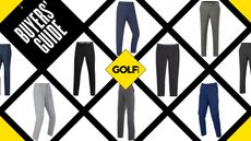 An array of different golf trousers in a grid system