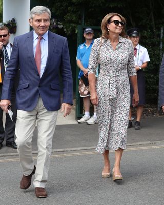 Prince Louis attends school wearing navy shorts and a white shirt, Michael Middleton attends Wimbledon with Kate Middleton's mom, Carole Middleton