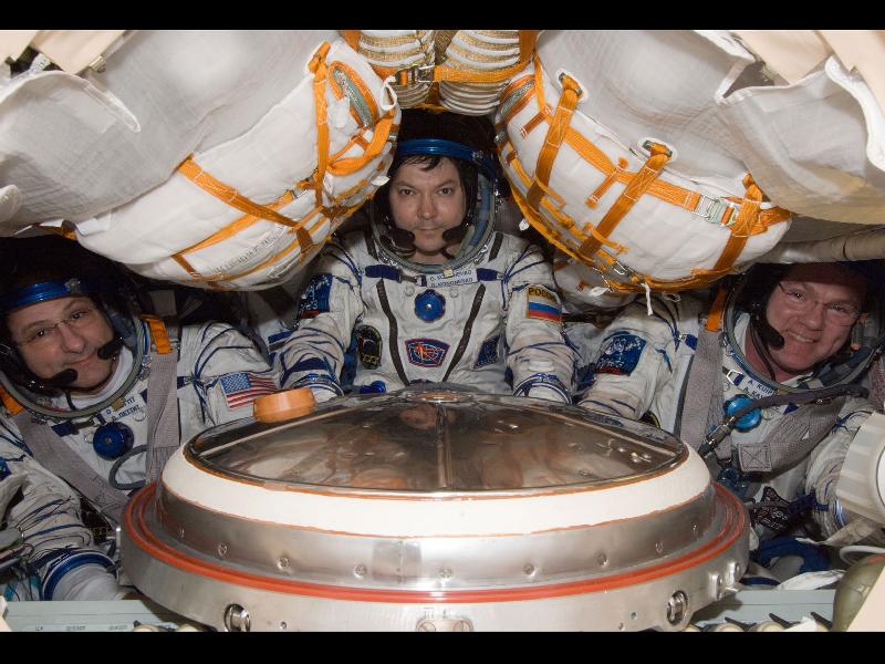 Three space station astronauts are scheduled to return to Earth on July 1, 2012.