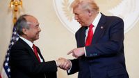 US President Donald Trump with SoftBank CEO Masayoshi Son at the White House