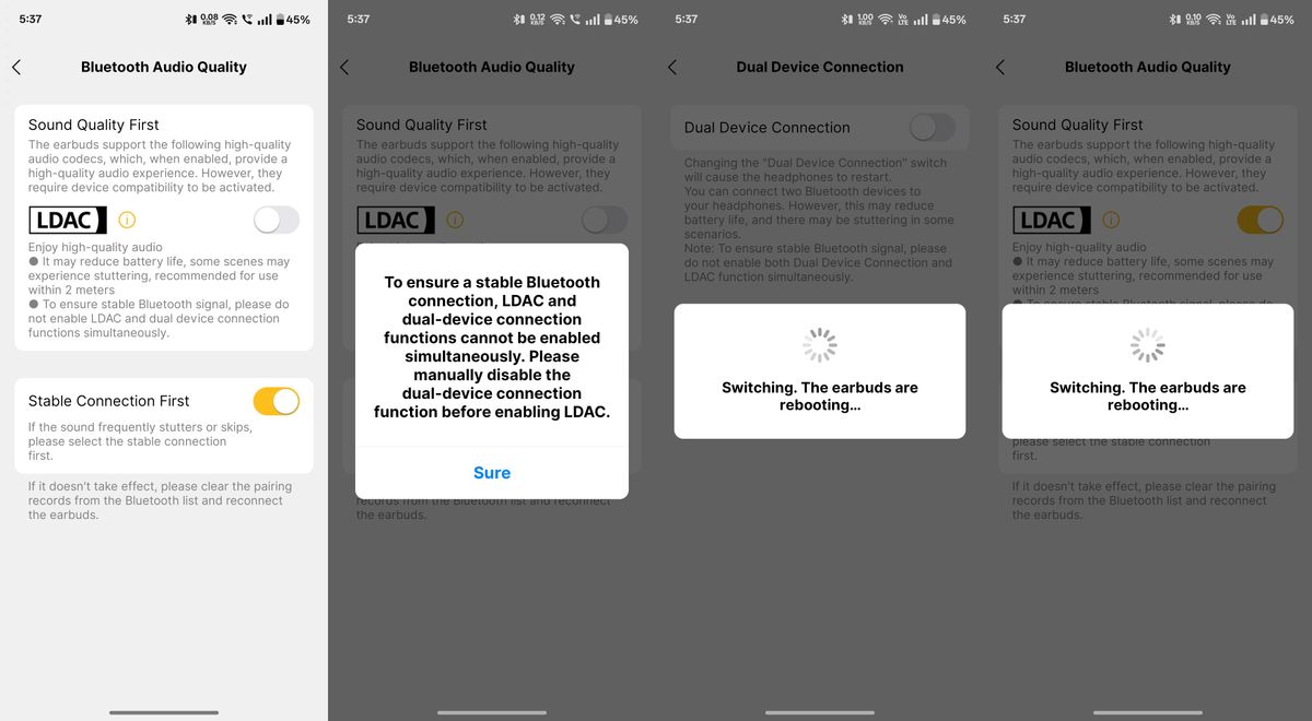 EarFun Clip open ear earbuds app screenshots