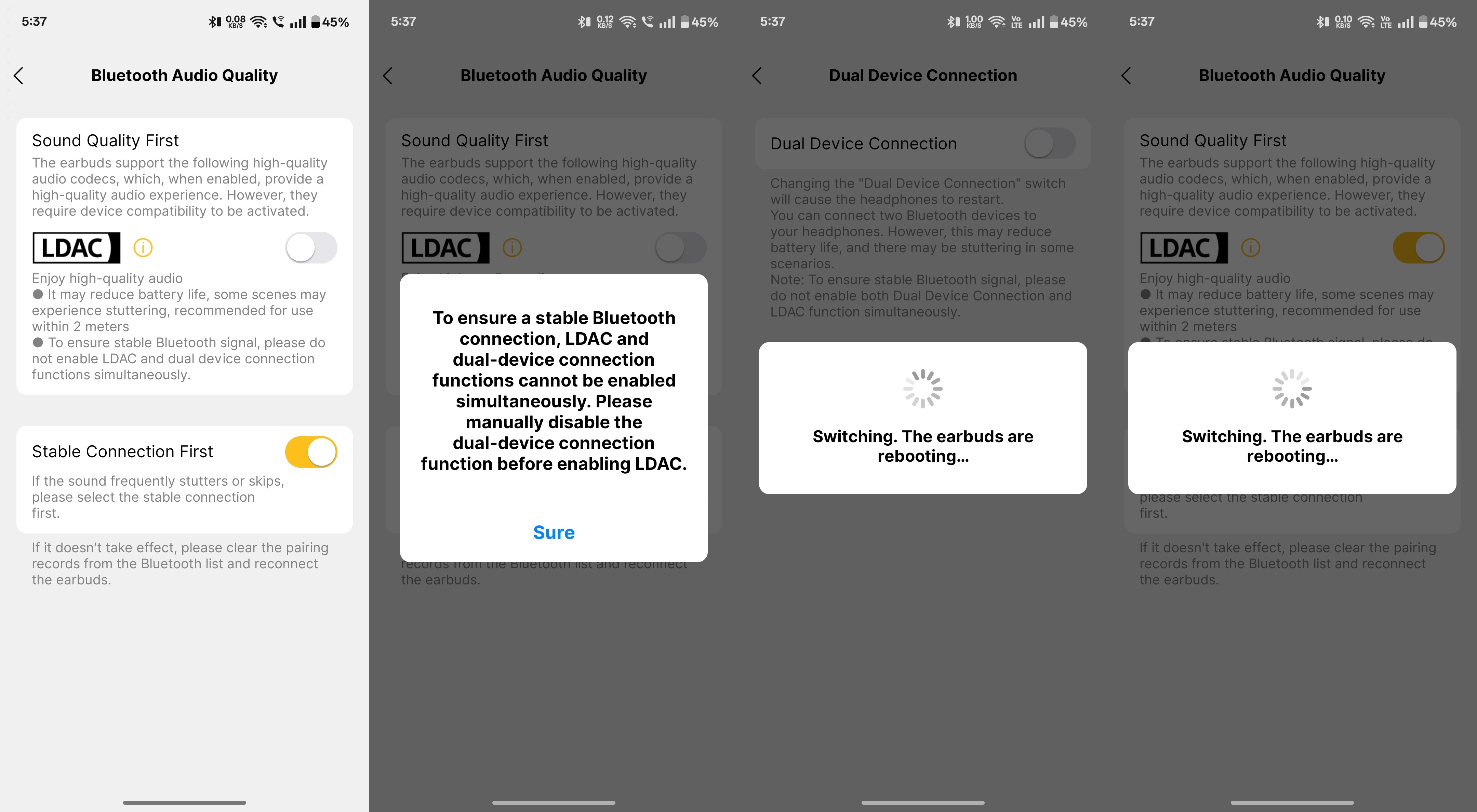 EarFun Clip open ear earbuds app screenshots