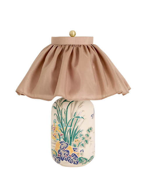 Bernadette Ceramic Carved Table Lamp With Skirted Shade