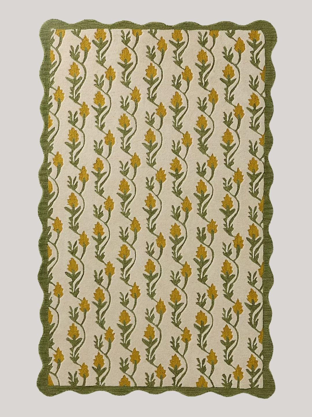 Anthropologie, Folk Flower Hand-Tufted Scallop Wool Rug