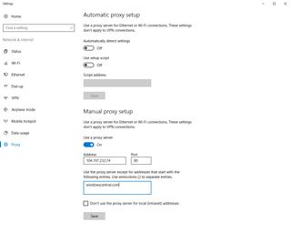 Setting up a proxy on Windows 10