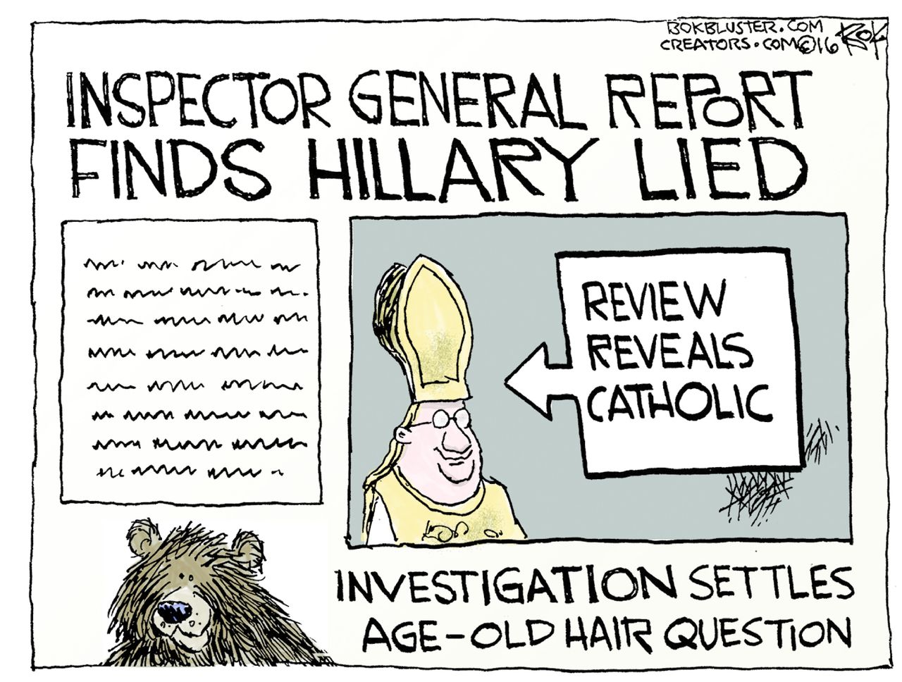 Political cartoon U.S. Hillary Emails 2016