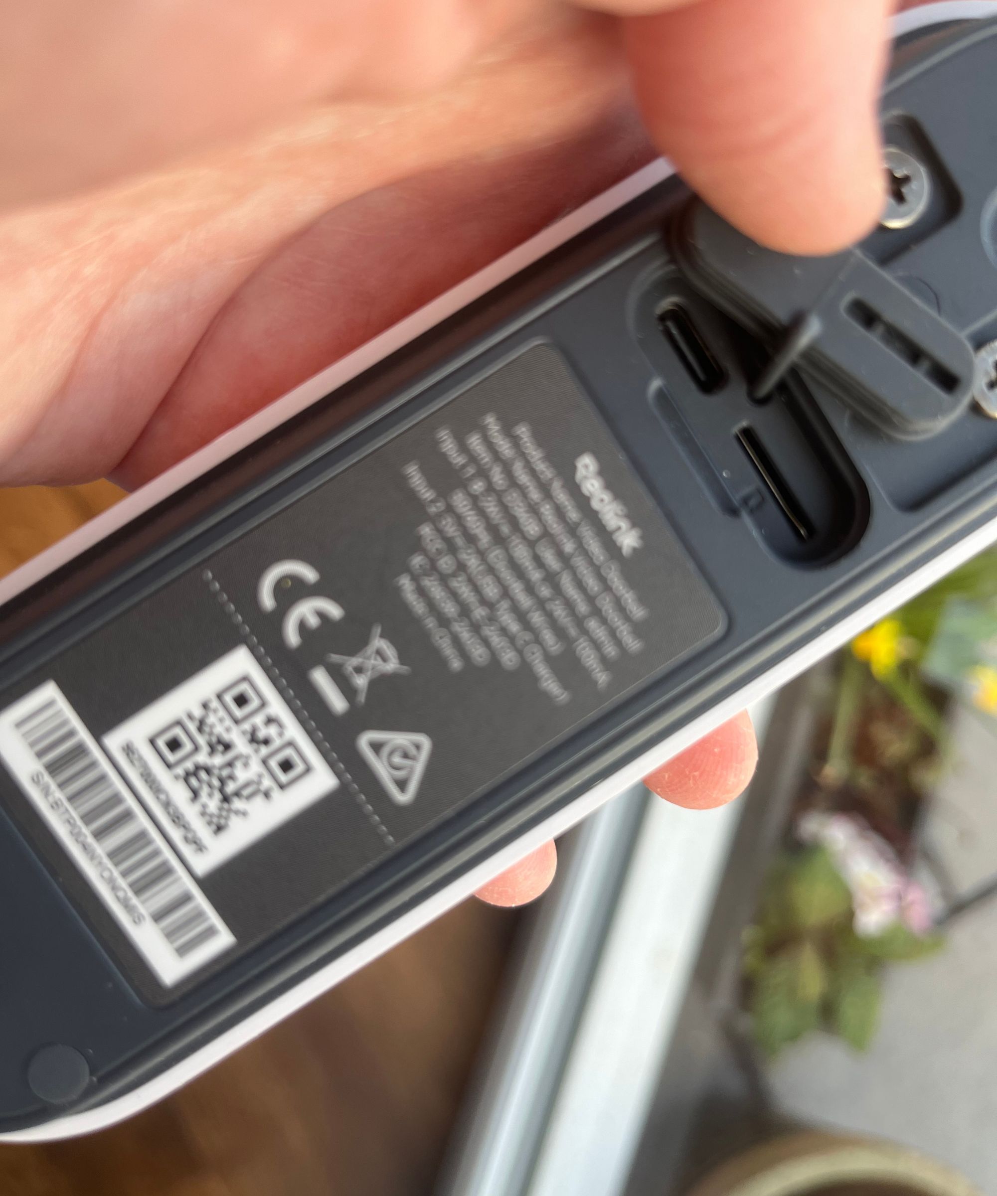 Reolink video doorbell (battery) micro SD slot is at the back of the device