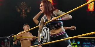 Mercedes Martinez yelling near the top rope NXT