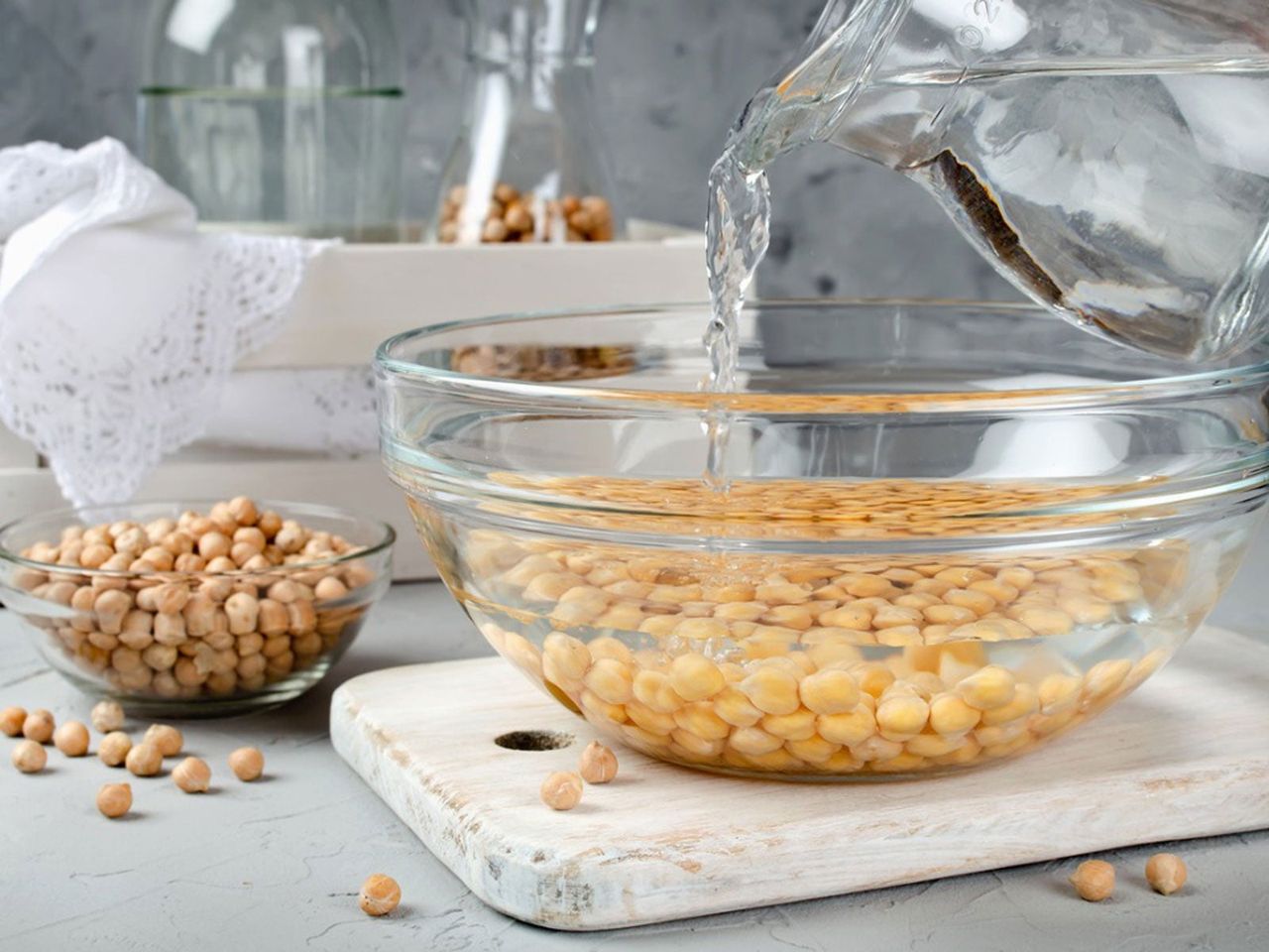 Dry Beans Soaking In A Bowl Of Water