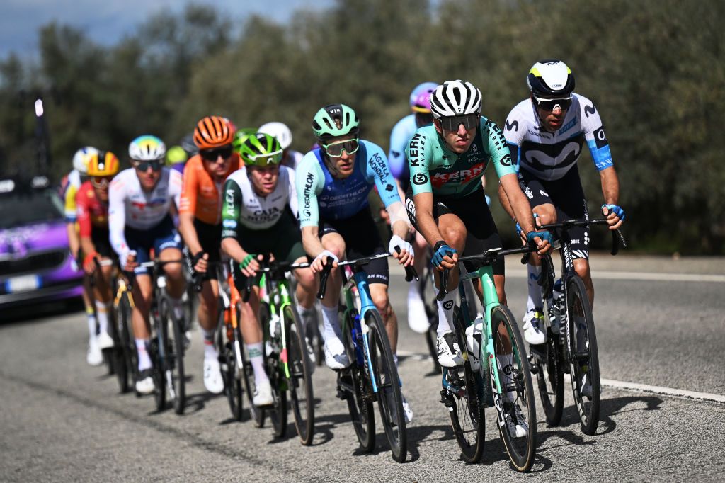 LA LINEA DE LA CONCEPCION SPAIN FEBRUARY 22 Diego Uriarte of Spain and Team Equipo Kern Pharma competes in the breakaway during the 71st Vuelta a Andalucia Ruta Ciclista Del Sol 2025 Stage 4 a 1943km stage from Cordoba to Alhaurin de la Torre on February 22 2025 in La Lnea de la Concepcion Spain Photo by Szymon GruchalskiGetty Images