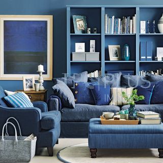 denim blue living room