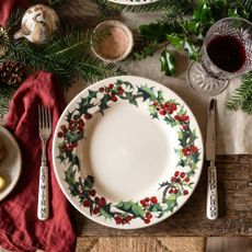 Christmas crockery tablescape