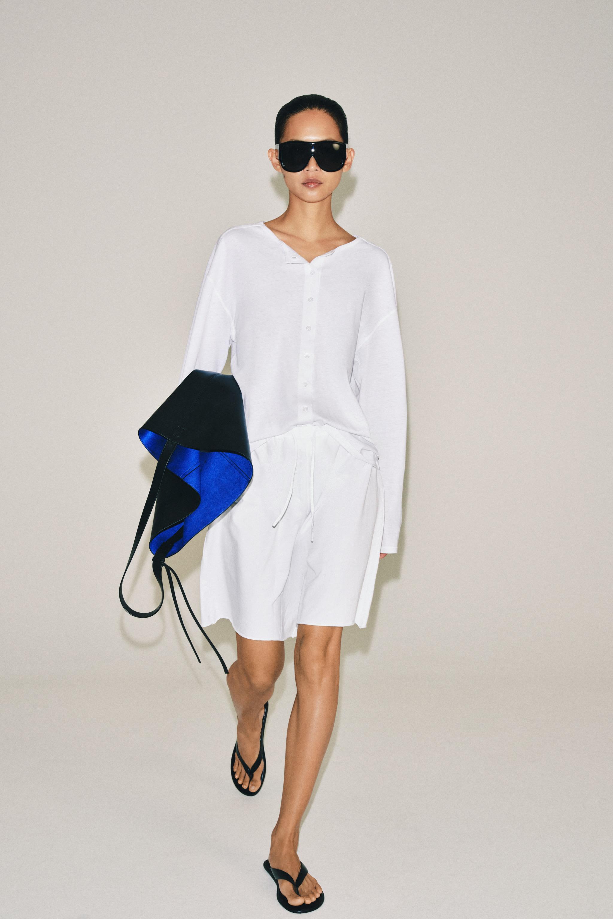 Button-Up T-Shirt - White - S