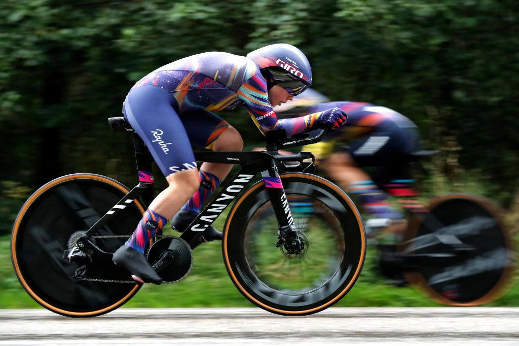 GENNEP NETHERLANDS AUGUST 26 Lisa Klein of Germany and Team Canyon SRAM Racing during the 23rd Simac Ladies Tour 2021 Stage 2 a 222km Individual Time Trial stage from Gennep to Gennep SLT2021 UCIWWT on August 26 2021 in Gennep Netherlands Photo by Bas CzerwinskiGetty Images