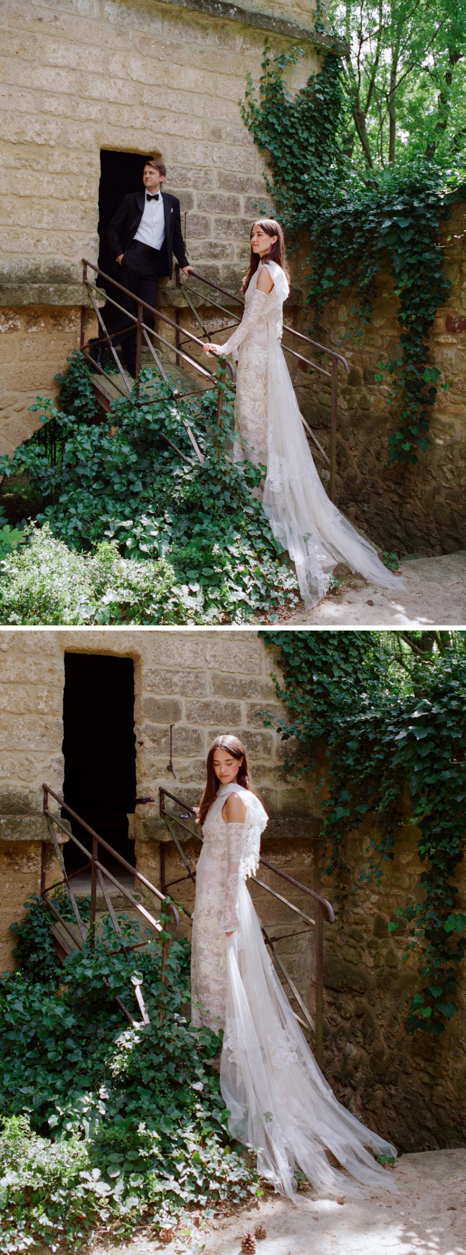 Abbie and Max in their wedding outfits.