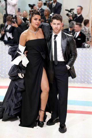 Priyanka Chopra Jonas and Nick Jonas on the Met gala 2023 red carpet
