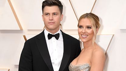 Colin Jost and Scarlett Johansson attend the 92nd Annual Academy Awards at Hollywood and Highland on February 09, 2020 in Hollywood, California.