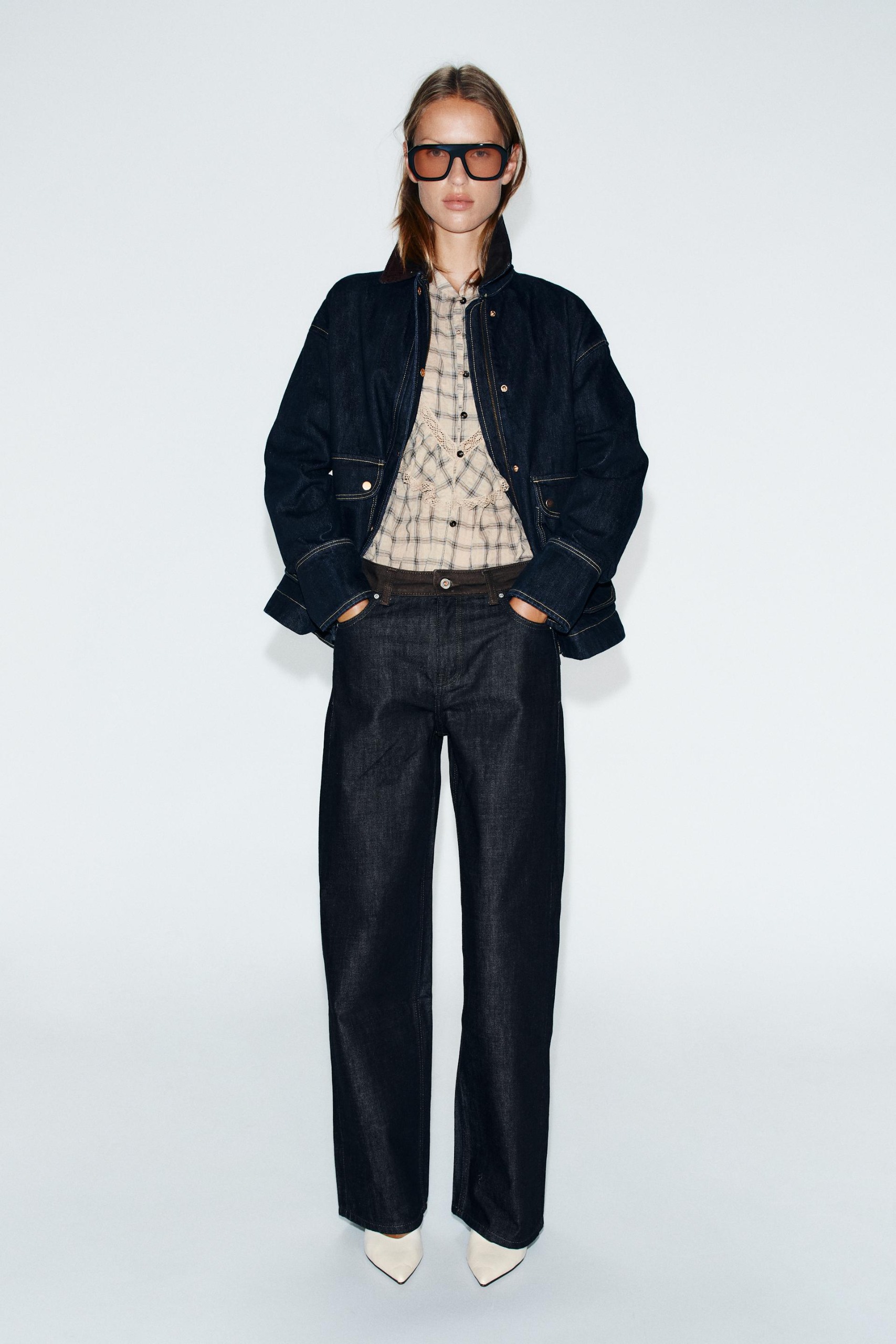 Jeans Z1975 Barrel High-Waist Mixed Fabric - Blue - 4